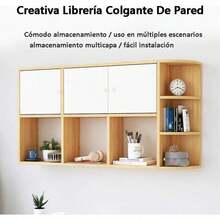 Estante Flotante De Pared Para Libros, Estantería Organizadora Blanca Con Puertas Y Estantes Abiertos, Mueble De Pared Multifuncional Para Dormitorio, Sala Y Oficina, Ahorro De Espacio - Blanco - Ver 7