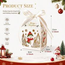 10/6pcs White Hollow Snowman Christmas Gift Box, Bowknot Handle Paper Box, Christmas Eve Party Favor Packaging Box, Party Candy Box, Christmas Party Gift Box - Multicolor - View 6
