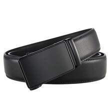 Genuine Leather Automatic Buckle Belt For Men, Cowhide Formal Belt, Simple Business Style, Adjustable Length, Ideal Gift Choice For Summer, Autumn, Christmas And Winter - 163-186 - View 11