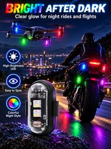 1/2/4/6pcs LED Atmosphere Light Strip With Remote Control, 8 Colors 10 Modes, USB Rechargeable, LED Emergency Warning Light/Motorcycle Light/LED Flashing Positioning Wireless Light, Suitable For Car/Bicycle/Drone/Truck/RC Airplane - Airplane Light - View 3