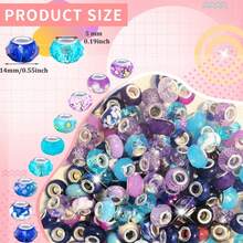 31/51/101 Pieces European-Style Large-Hole Beads-Mixed-Color, Assorted-Style Spacer Beads-Suitable For DIY Beaded Keychains, Necklaces, And Bracelets. - Dark Blue, Light Blue, Purple - View 2