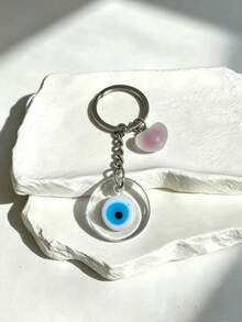 1pc Evil Eye Vintage Blue Eye Keychain, Resin Pendant New Style Girls Bag Charm Boys Key Chain - Multicolor - View 4