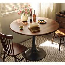 Mesa Pequeña de Tulipán de 24 Pulgadas, Mesa Redonda Comedor, Mesa de Comedor Pequeña, Mesa Redonda para Cocina, Mesa de Comedor Moderna de Nogal para 2-3 Personas, Parte Superior MDF y Base de Acero, Mesas Redondas de Cocina para Sala de Estar, Balcón y Zonas de Ocio - Marrón - Ver 8