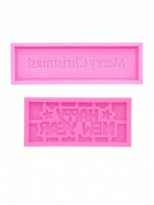 2pcs/Set Liquid Silicone Material Silicone Mold English Letter Merry Christmas! Happy New Year! Square Chocolate Mold Suitable For Christmas And New Year - View 13