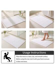 1pc Premium Hotel-Style Wavy Geometric Cotton Bath Mat & Towel Set (Not A Bathroom Rug), Super Absorbent, Soft & Skin-Friendly, Machine Washable, For Drying Wet Feet, Bathroom, Kitchen, Entryway, Hallway & Home Decor, Holiday Decor, All-Season Use - White - View 7