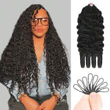 VALLBEST Crochet Human Hair Deep Wave 100% Human Hair High Quality Knotless Feather Extension 60g/Pack 16~26 Inch Full Invisiable Knot With String Pre Looped Crochet Human Hair Pre-Separated Invisible Miracle Knots Hair Extension Lightweight Reusable - Natural Black - View 2