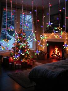 1 String LED Christmas Lights With Stars, Christmas Trees, Bells And Reindeer, Party Decoration Lights, Holiday Decor, USB Powered, Suitable For Christmas Window Display And Home Living Room Decoration Fairy Lights - M28 Christmas String Lights - View 8