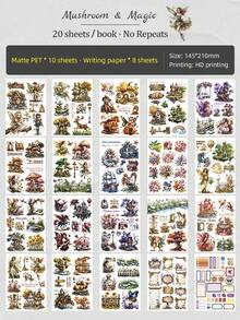 DanSoul Buku Stiker Bertema Gaya Pedesaan Ukuran Besar, 20 Lembar, untuk Dewasa, Bahan Ganda Pra-Potong Tahan Air PET Matte, Bahan Scrapbook, Stiker Estetik, Perlengkapan Kerajinan DIY Junk Journal - Stiker untuk Jurnal - View 13