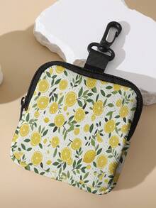1pc Fruit Print Mini Coin Purse, Zipper Closure Small Pouch With Swivel Hook For Earphones Coins Keys Small Items, Can Hang On Backpack - Multicolor - View 10