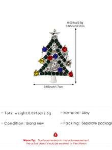1pc Exquisite Luxury Christmas Theme Rhinestone Christmas Tree Shaped Brooch, Minimalist Elegant Versatile Jewelry Accessory, Suitable For Men And Women Daily Wear And Christmas Holiday, Christmas Festival Gift - Multicolor - View 7
