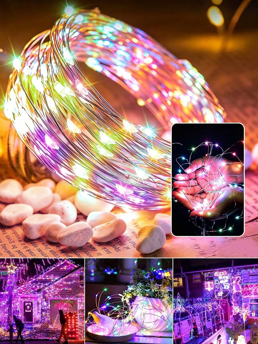 10pcs Mini LED Fairy Lights - Battery Powered, Twinkling Effect, Suitable For Gift Packaging Decoration, Christmas And Mother's Day Decoration - Multicolor - View 1