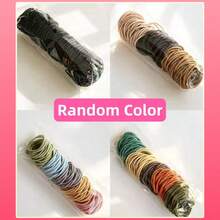 50pcs/20pcs/10pcs/1pc High Elastic Polyester Spiral Woven Material Morandi Macaron Multicolor Solid Color No Pattern Minimalist Basic Style High Elasticity Durable Hair Ties Not Easy To Break Not Damaging Hair Thin Hair Bands For Girls Students Daily Commute Hair Styling - Color: Random - View 13