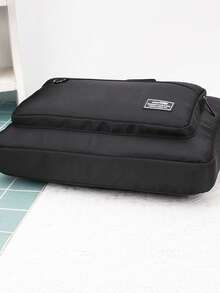 Business Briefcase For Work, Premium Luxury Style, Document Storage, Handheld Canvas Laptop Bag, Commuter Crossbody Bag With Trolley Strap - Multicolor - View 11