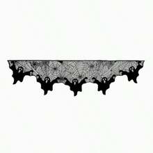 Halloween Fireplace Decor, Fireplace Shawl, Scarf And Tablecloth; Black Lace Spider Web For Decorating Tables, Doors, Windows And Fireplaces; Halloween Decorations - Tablecloth + Table Runner + Fireplace Mat - View 10