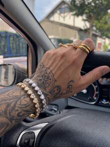 1pc Multi-Segment Design Edgy Men's Bracelet, High-Quality Thick & Durable Material, Powerful & Versatile Accessory Suitable For Streetwear, Nightclub, Party, And Personal Style - Bracelet - View 6