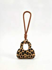 New Hot-Selling Handmade DIY Vintage Leopard Print Mini Bag Charm, 1pc Flocked Small Bag Keychain Pendant, Creative Holiday Gift Souvenir For Lovers And Friends, Creative Gift For Girlfriend, Holiday Gift, Phone Car Accessory Key Ring, Holiday Creative Small Gift, Event Gift - Multicolor - View 8