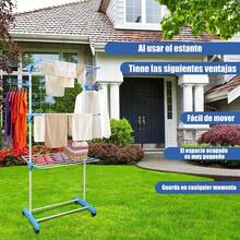 Telescopic Clothes Drying Racks - Blue - View 9