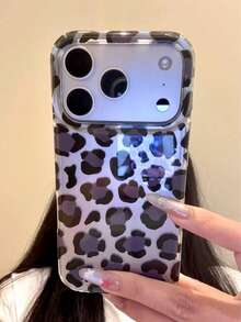 Ins Korean Style Niche Premium Chic Leopard Print Double Layer Phone Case Compatible With IPhone 18, 17 Pro Max, 18 Pro, 15, 14, 16, Full Coverage Shockproof Protective Cover For Women - Black - View 1