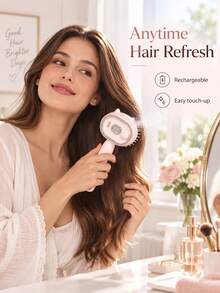 Portable Electric Mist Hair Brush With One-Touch Self-Cleaning Function, Fine Mist Evenly Moistens Hair Strands To Help Detangle And Reduce Dry Brushing Pulling, Suitable For Straight, Curly, Long, And Short Hair For Daily Styling And Grooming, Home, Travel, And On-The-Go Use To Easily Keep Hair Neat And Smooth - Multicolor - View 11
