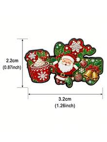 Christmas Hot Drink Cup Santa Claus Shaped Brooch Bell Holly Snowflake Pattern Clothing Backpack Holiday Atmosphere Decorative Accessory - A - View 8