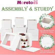 10pcs/Set, Kotak Kue Modis dengan Jendela Bergelombang Transparan, Kotak Display Makanan Penutup Karton Kokoh, 3 Ukuran: 8 Inci/10 Inci/12 Inci (Dengan Jendela), Kotak Kue Putih, Cocok untuk Meja Makanan Penutup Pesta Natal, Kemasan Hadiah Liburan, Cupcake Natal - Beraneka warna - View 11