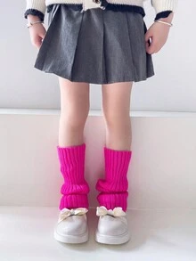 2 Pairs Girls Neon Color Knitted Ribbed Leg Warmers, Suitable For Princess Casual Holiday Party Cosplay Costume Accessories - Multicolor - View 9