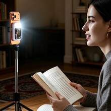 Selfie Screen With Light - Magnetic Selfie Monitor Screen, Suitable For Selfie, Vlog Shooting, Compatible With Apple 15/16/17 Pro, Adjustable Brightness, Touch Control, Wired Instant Connection Phone Holder, Photography Fill Light, Perfect Gift For Friends And Family - T7 - View 4