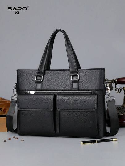 saroxi 1pc Men's Business Handbag Casual Shoulder Bag Fashion Crossbody Bag Versatile Premium Outdoor New Style Travel Storage Multi-Functional Large Capacity Gift For Friends PU