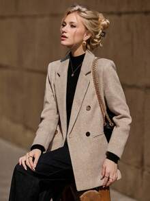 Thick Wool Blazer Jacket Women 2026 Autumn/Winter New Design Niche Elegant Wool Suit Top - Beige - View 8