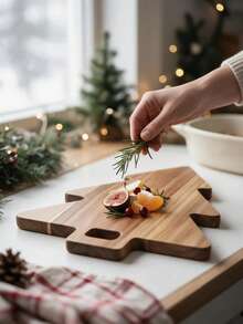 1pc Wooden Cutting Board, Chopping Board, Christmas Tree Tray, Cheese Tray, Christmas Tree Tray, Christmas Holiday Decoration, Christmas Gift. - View 2