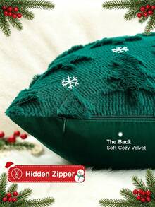 Winter Embroidered Christmas Tree Decorative Pillowcase, Soft Faux Fur Cushion Cover, Suitable For Christmas Sofa Home Decor, Applicable For Daily Use, Party, Halloween, Thanksgiving, Christmas And Other Occasions - Green - View 7
