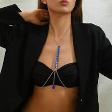 1pc Thin Chain Layered Body Chain, Skin-Friendly Material, Solid Color Body Chain For Women's Camisole Dress, Niche Slimming Body Jewelry - Multicolor - View 8