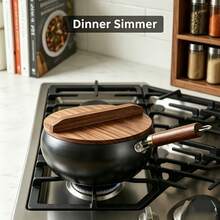EZIFY Mirror Non-Stick Handcrafted Cast Iron Wok, Splash-Guard With Wooden Knob Lid, Rust-Resistant Heavy-Duty Even Heat Structure, Healthy Kitchen Essential. - View 6