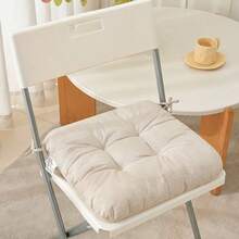 1pc Solid Color Thick Chair Cushion, Soft Quilted Square Seat Pad With Ties, Non‑Slip Comfort Seat Cushion For Dining Office Home Chair Decoration - 40x40cm - View 10
