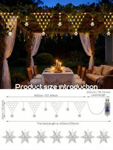 400CM/Triangle Mesh Lights, LED Outdoor Decorative Atmosphere Lights, Christmas Snowflake Ice Bar Lights, Fairy String Lights, 8 Modes, Optional Warm White/Colorful, USB Powered - Suitable For Decorating Garden, Roof, Terrace, Birthday Party And Holiday Party - M25-triangular Fishing Net - View 10
