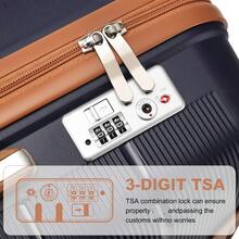 Lightweight PP Hard Shell Suitcase Luggage 20in Cabin Carry On 24in Medium Check In 28in Large Check In 3 Piece Set Spinner Wheels TSA Lock Travel - Navy Blue - View 9