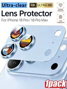 1Pack Camera Lens Protector Compatible With Iphone 18 Pro/18Promax [Keep Original Shooting], Scratch-Resistant, 9H Ultra-Thin Tempered Glass & Aviation Aluminum Alloy Camera Guard-Glacier Blue - Light Blue - View 1
