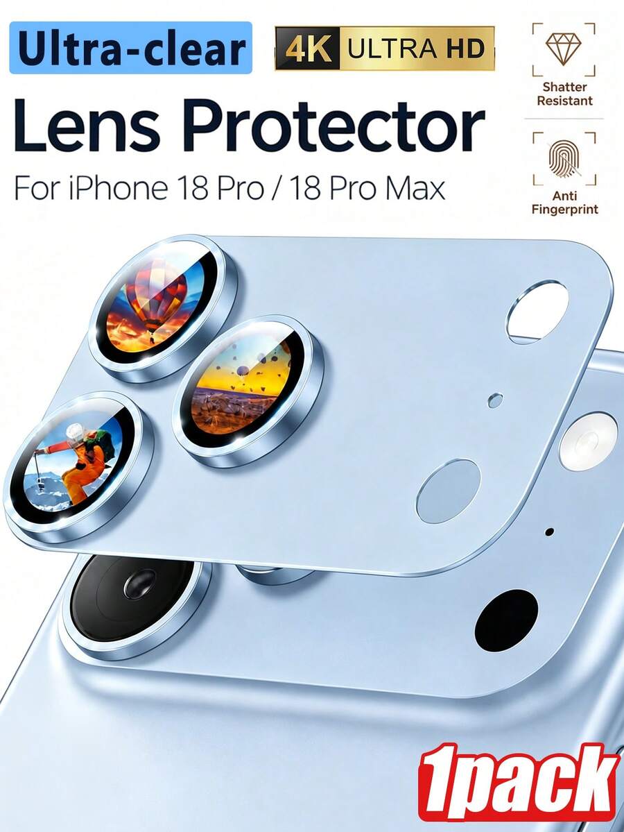 1Pack Camera Lens Protector Compatible With Iphone 18 Pro/18Promax [Keep Original Shooting], Scratch-Resistant, 9H Ultra-Thin Tempered Glass & Aviation Aluminum Alloy Camera Guard-Glacier Blue - Light Blue - View 1