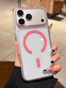 奢華高透明 PC 磁吸手機殼，相容 iPhone 18 Pro Max 17 Pro Max 17 16 15 14 Pro Max，支援無線充電防震保護殼 - 粉色 - 查看 2