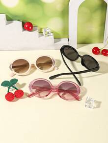 3pcs 3-8Y Girls Round Glitter Decor PC Frame Fashion Eyeglasses For Party & Daily Dressing With Glasses Box - Multicolor - View 5