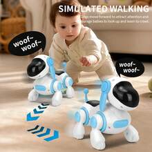 Perro robótico interactivo y educativo para niños, un juguete electrónico que puede caminar, gatear, cantar, reproducirúsica, emitir luces y sonidos, y ofrecer diversión y aprendizaje interactivo. - Azul - Ver 9