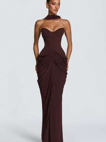 Women Long Dresses - Coffee - View 4