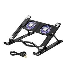 Portable Laptop Stand With 2 Cooling Fans, RGB LED Cooling Fan Stand, Adjustable Height, Suitable For Laptop Stand, Laptop Cooling Pad, Desktop Stand With Cooling Fans, Includes 1 Type-C Cable - View 4