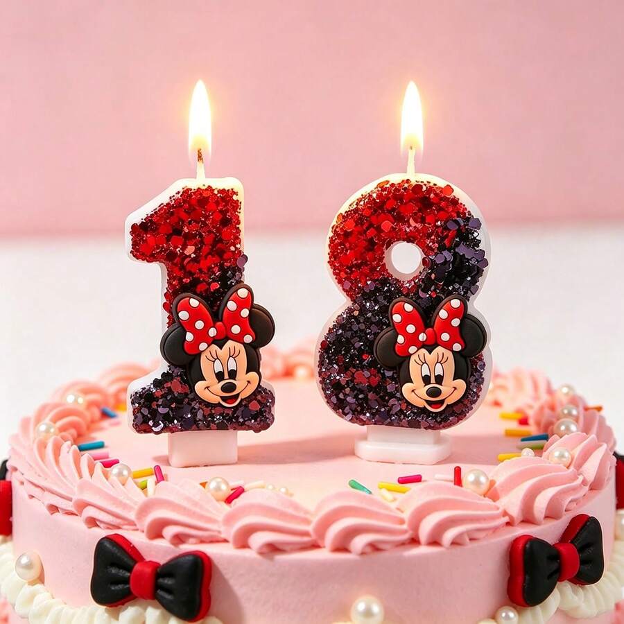 1pc Shiny Cartoon Style Theme Birthday Cake Number Candle 0-9, Blue And White, Cartoon Style Combination Celebration Handmade Independent Decoration Creative, Suitable For Birthday Party, Holiday Party Decoration, Wedding Arrangement, Unisex - Multicolor - View 1