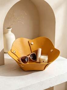 1Pc Multi-Color Solid Leather Trinket Tray, Minimalist Modern Style Flower Shaped Storage Tray, Multi-Purpose Desktop Organizer For Home Bedroom & Vanity Daily Storage,Shower Curtain For Bathroom,Shower Curtains - Multicolor - View 15