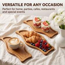 1/2/3pcs Wooden Serving Tray, Multi-Use Food Tray For Cookies, Fruit, Tea Cup, Kitchen Decor, Suitable For Living Room, Cafe, Back To School & Holiday Party - Khaki - View 10