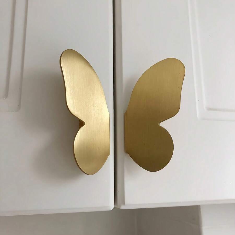 1/2pcs Creative Butterfly Symmetrical Metal Pull Handles, Suitable For Cabinets, Drawers, Wardrobes, Nightstands, Dressing Tables, Storage Boxes, Makeup Boxes, Decorative Boxes, Etc., Includes Screws, Easy To Install - Multicolor - View 1