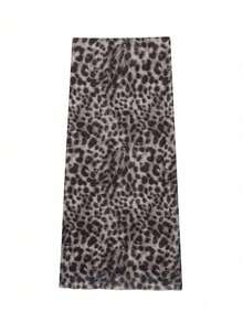 Women's Leopard Print Totem High Waist Animal Pattern Skirt, Spring/Summer - Dusty Purple - View 5