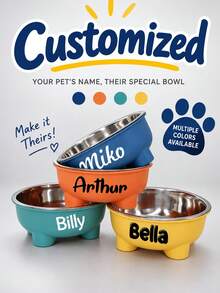 [Disesuaikan] Mangkuk Hewan Peliharaan Stainless Steel yang Dapat Dilepas, Mangkuk Makanan Universal untuk Anjing dan Kucing, Mudah Dibersihkan, Mangkuk Makan Kustom yang Dipersonalisasi, Perlengkapan Hewan Peliharaan - MultiWarna - View 1