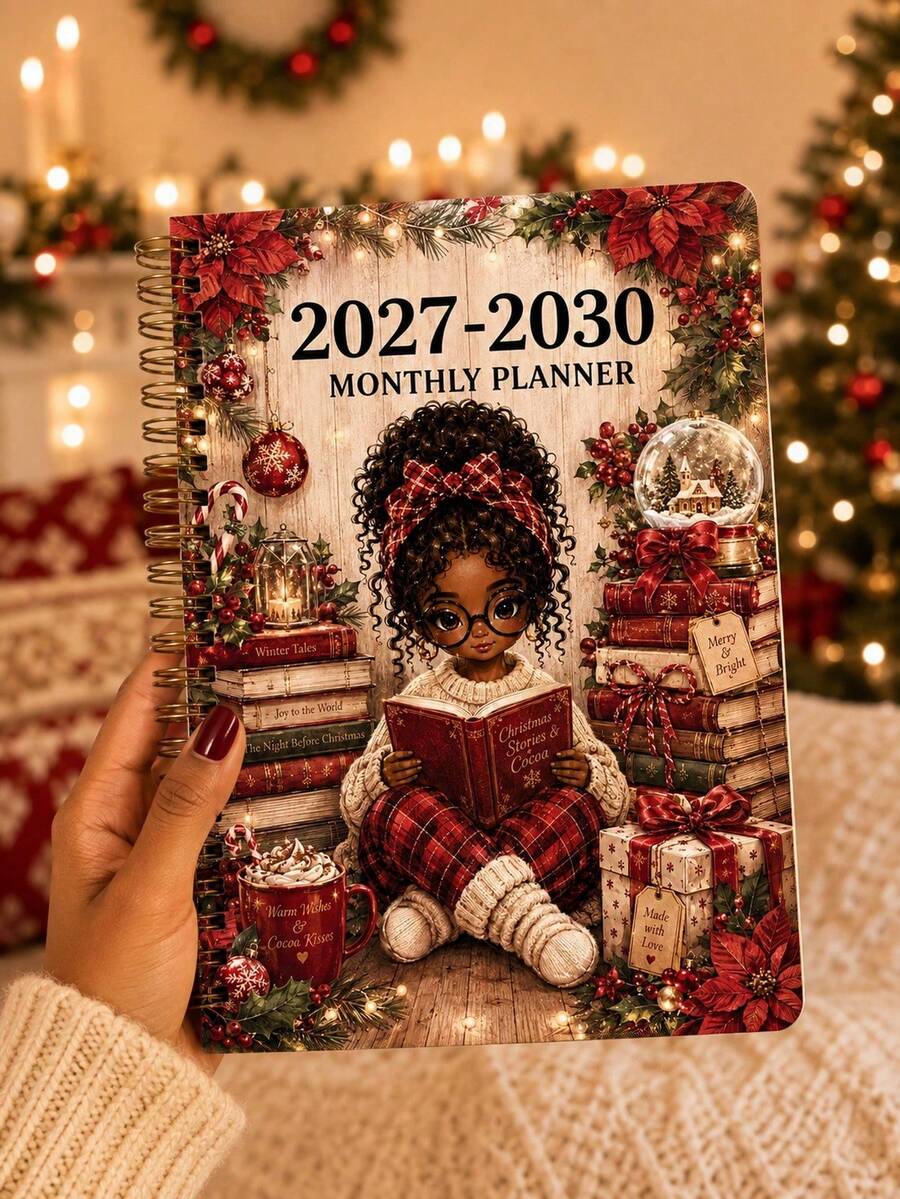 2027-2030 Monthly Planner - 4 Year Calendar Notebook, Christmas Holiday Design, Spiral Bound 2027 Long Term Planner, Suitable For Women, For Goals, Schedules, Appointments And Organization Management Monthly Planner Notebook, Christmas Gift - A5 - View 1